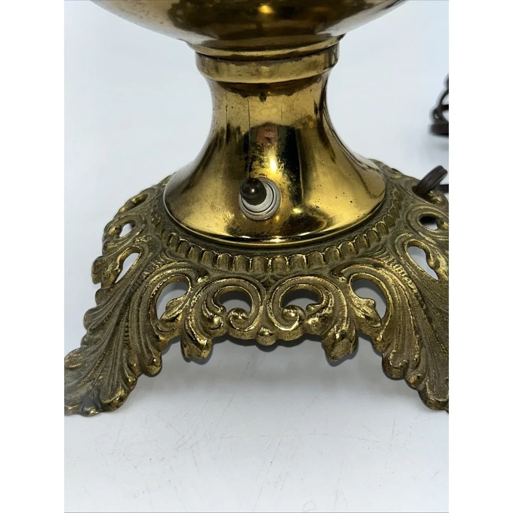 Antique Electrified Bradley & Hubbard Oil Lamp Made In USA Fleur de Lis